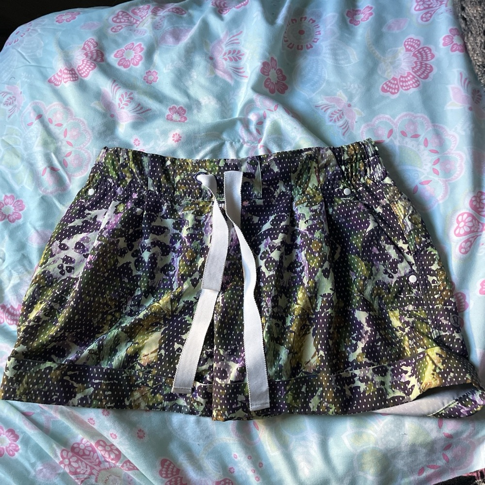 lululemon athletica Green and purple camo polka dot Athletic Shorts